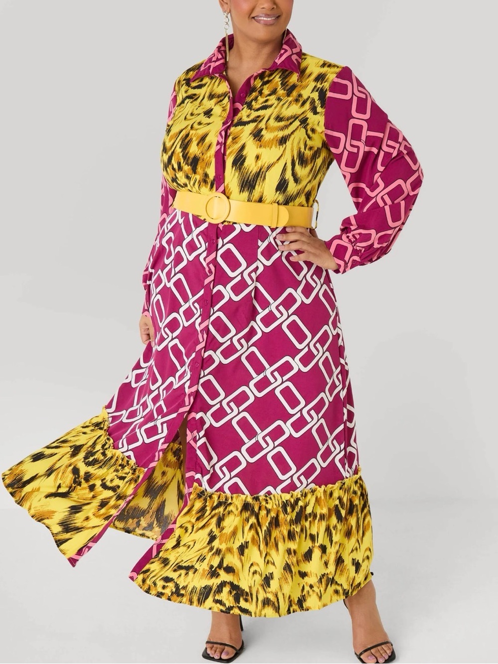 Ashley Stewart multipoint pink and yellow dress